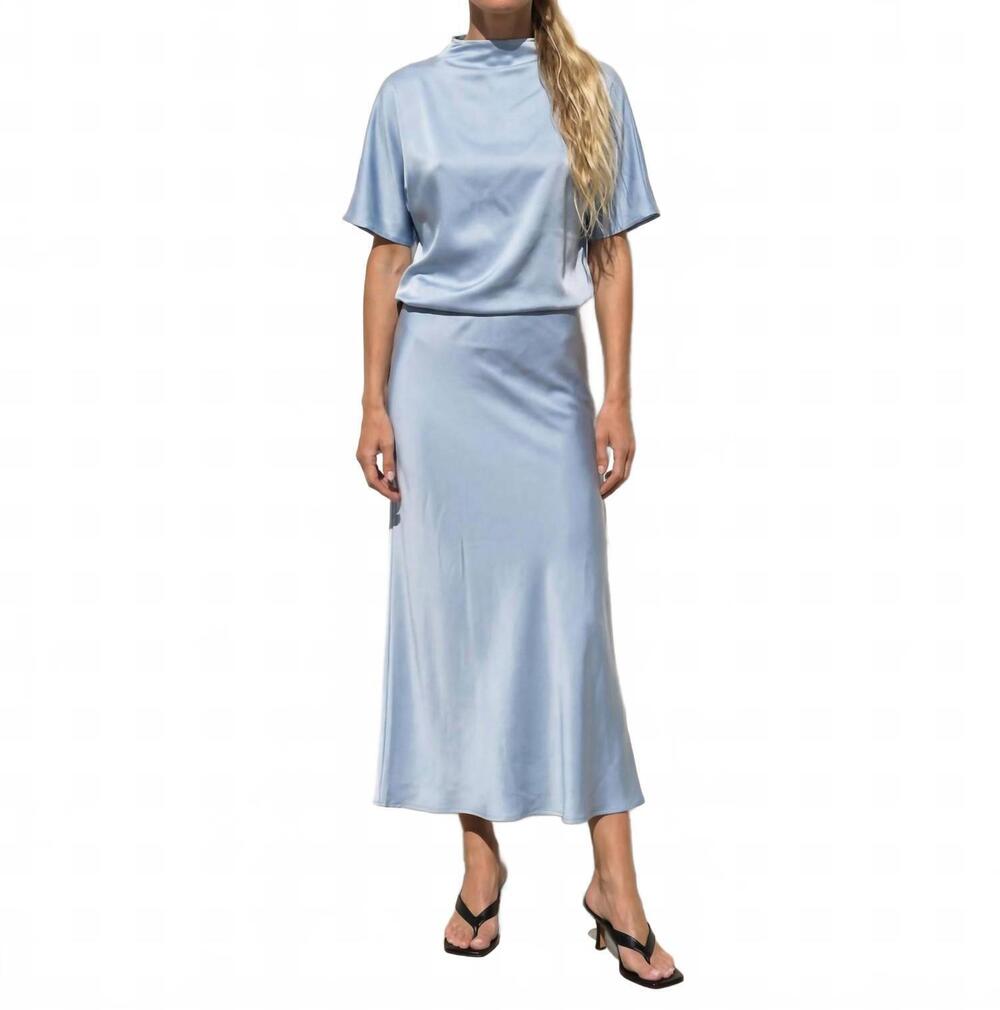 NEW AMANDA MARIA butter satin bias cut skirt in sky